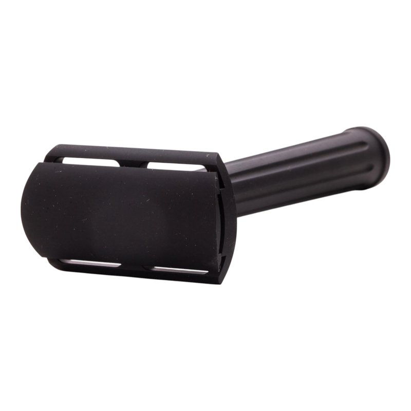 Rex Supply Co. Page Three Piece Double Edge Safety Razor – Jet Black Aluminum Finish, Lightweight CNC-Milled Razor for Men, Travel-Friendly Shaving Tool Compatible with All DE Blades