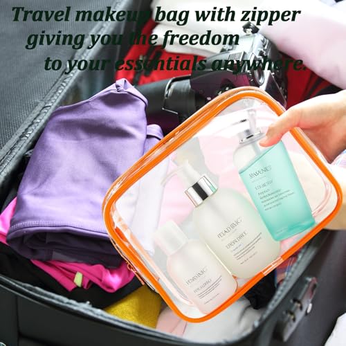 6 Multicolor Clear Makeup Bags - TSA Approved Travel Toiletry Pouches