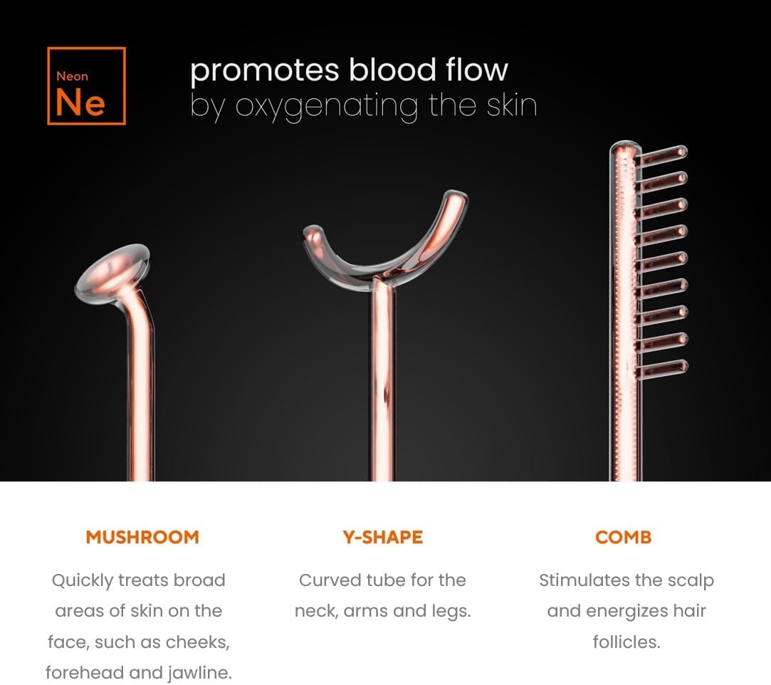 NuDerma Professional Skin Therapy Wand - Portable Skin Treatment Device with 6 Neon & Argon Wands | Firm, Clear, and Tighten Skin