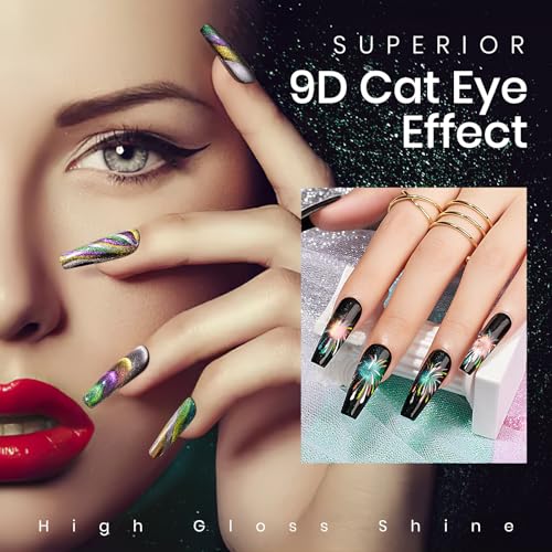 MIZHSE 8-Piece Cat Eye Gel Nail Polish Set with Magnetic Stick
