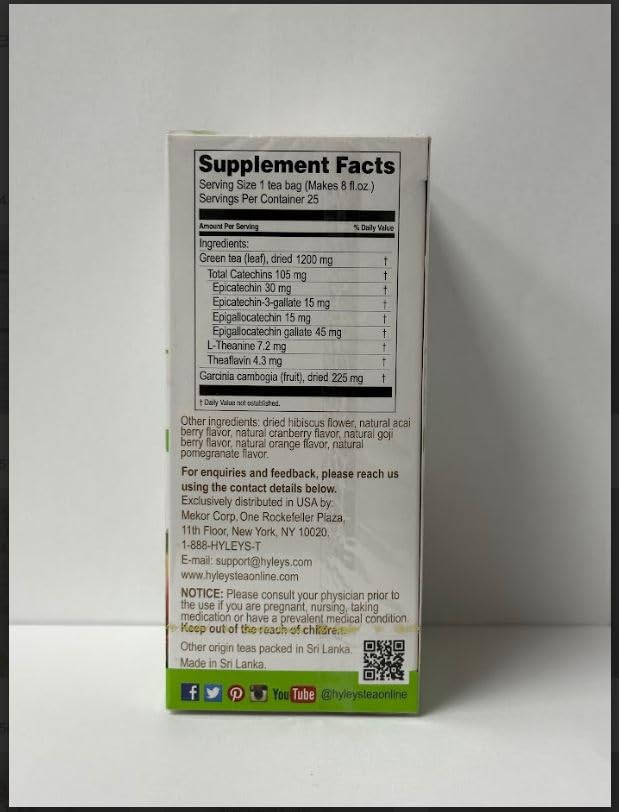 HYLEYS Garcinia Cambogia Green Tea Assortment - 25 Bags