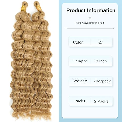 Gladream 18 Inch Deep Wave Crochet Hair - Boho Curly Braiding Hair #27