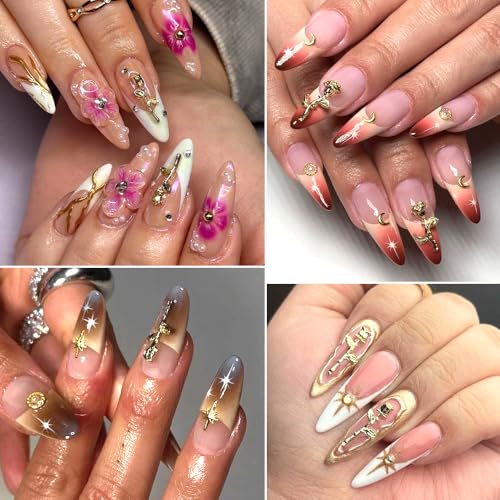 3D Alloy Rose Nail Art Charms - Mixed Gold Flower Decorations