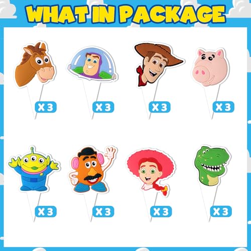 24Pcs Toy Cupcake Toppers - Eco-Friendly Cake Decorations
