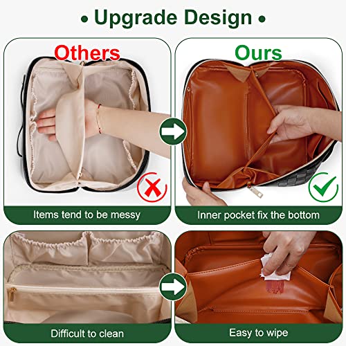 Cessfle Large Capacity Travel Cosmetic Bag - Green Waterproof Makeup Organizer