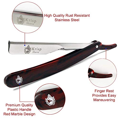 Krisp Beauty Classic Straight Edge Barber Razor Kit with 10 Blades