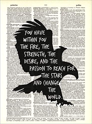 Inspirational Eagle Art Print on Vintage Dictionary Page