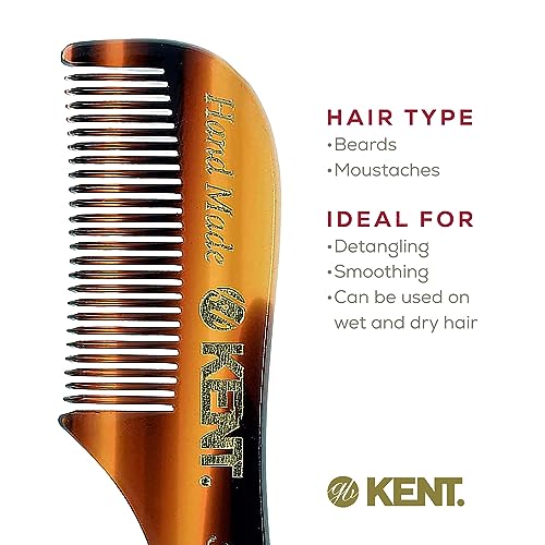 KENT Men's Tortoiseshell Mini Pocket Beard & Mustache Comb - Fine Tooth, Hand-Made in England