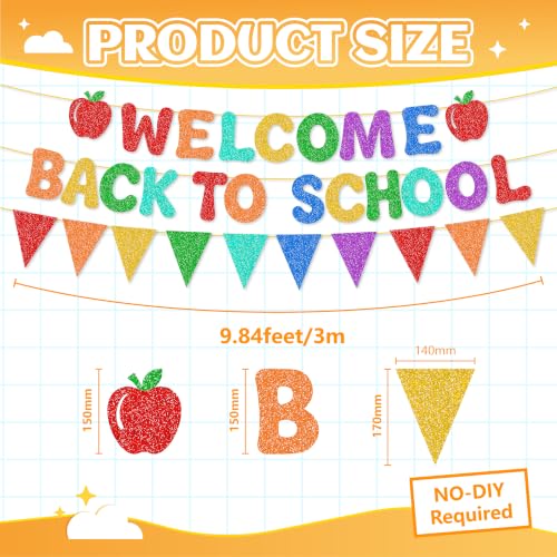 Welcome Back to School Banner with Rainbow Foil Curtains