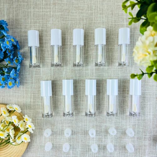 MOCIKE 10PCS Empty Lip Gloss Tubes, 10ml Refillable Containers with Pink Cap