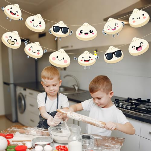 Dumpling Banner Garland Set - 3 Pre-Strung Party Decor