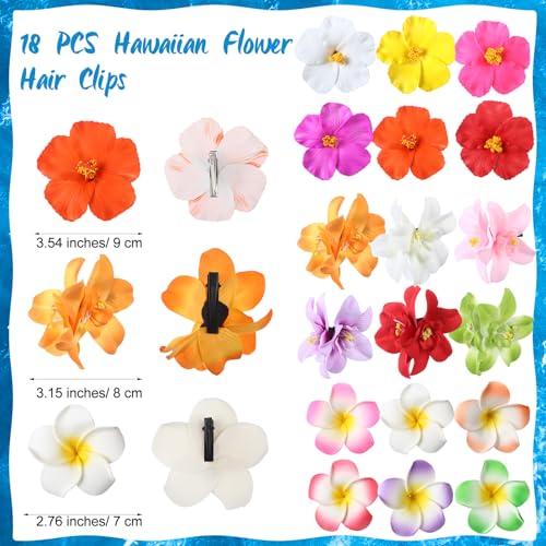 Lively 18 Pcs Hawaiian Flower Hair Clips Set for Women