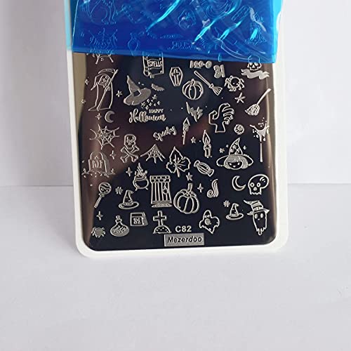 5pcs Halloween Nail Stamping Plates C81-C85 - Skull, Ghost & Witch Designs