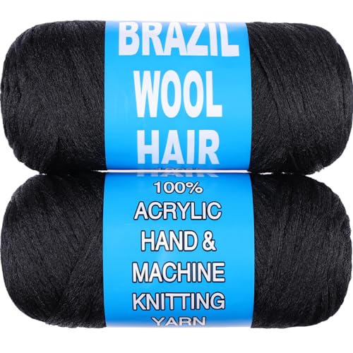 Brazilian Wool Hair Extensions for Braids - 2 Pcs, Black