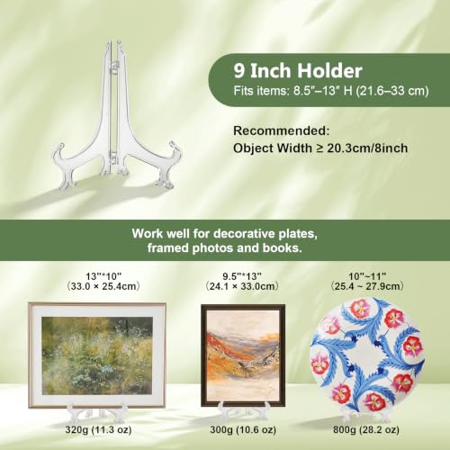 9-Inch Clear Plastic Easels for Displaying Photos & Plates - 6 Pack