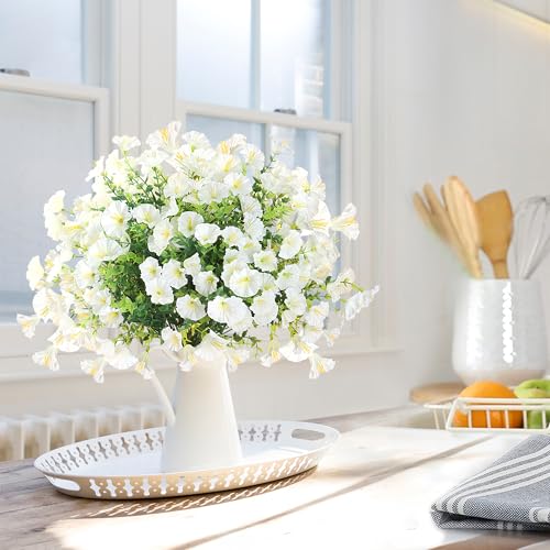 12 Bundles of UV Resistant Faux Morning Glory Flowers for Outdoor Decoration