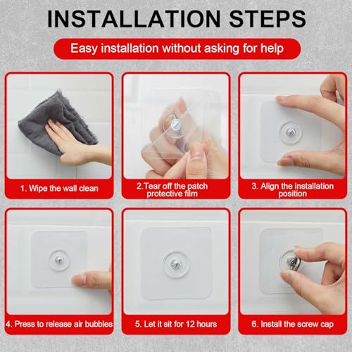 Beeveer 6 Pcs Heavy Duty Adhesive Ceiling Hooks - Waterproof Stainless Steel Hangers for Home & Office