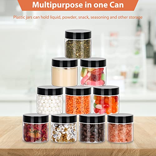Betrome 50pcs 2 oz Clear Plastic Jars with Black Lids