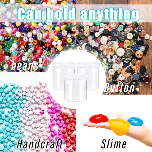 24 Pack 4oz Clear Plastic Slime Containers with Lids, Wide Mouth Travel Jars