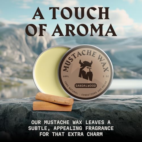Striking Viking Mustache Wax Kit with Comb - Sandalwood, 2 Oz