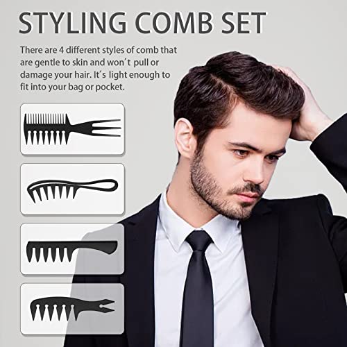 4-Piece Wide Tooth Comb Set for Men's Hair Styling
