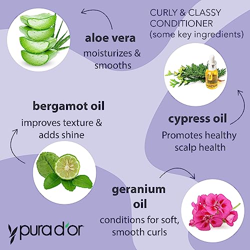 PURA D'OR Curly & Classy Hydrating Conditioner, 16oz - Frizz Control