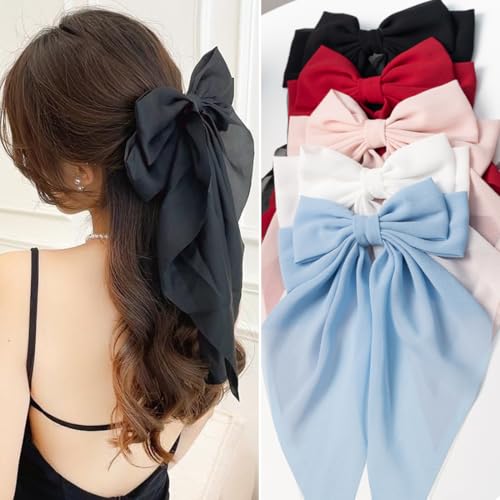 Big Bow Hair Clips for Women & Girls - Non-Slip Claw Clips (5 PCS)