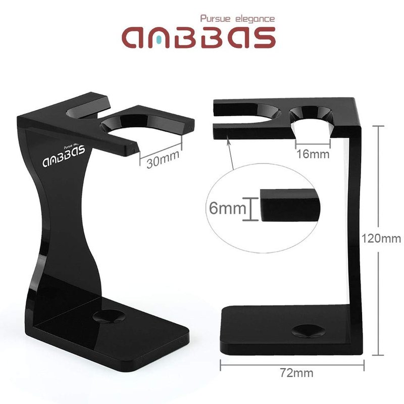 Anbbas Shaving Brush Synthetic Badger Hair with Stainless Steel Shaving Bowl,Black Acrylic Shaving Stand Holer for DE Razor Men Traditional Shave