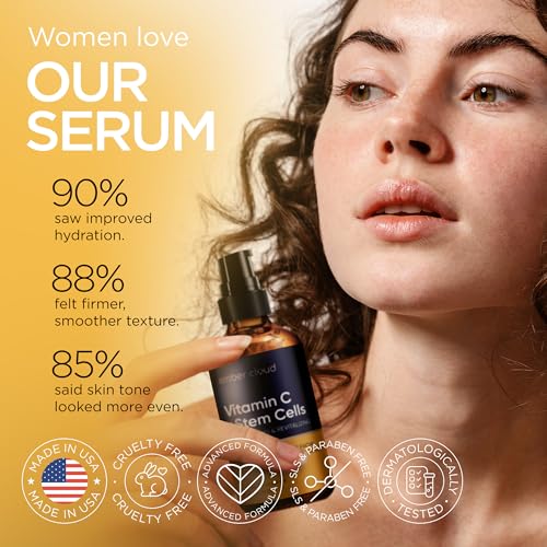 Vitamin C Serum with Hyaluronic Acid & Stem Cells - 2 Oz Anti-Aging Face Serum
