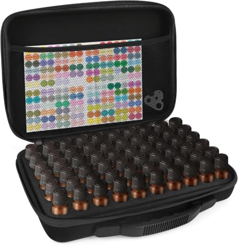 Esoes Full Black 60-Bottle Essential Oil Storage Organizer Case with Labels & Carrying Handle