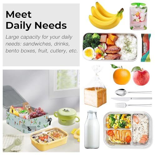 Clastyle Dinosaur Insulated Lunch Bag for Kids - Green Cooler Tote