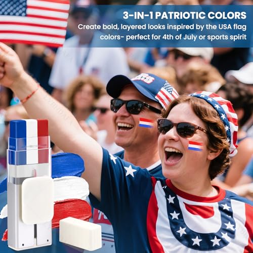 Red White and Blue Face Paint Sticks - Patriotic Makeup for 4th of July