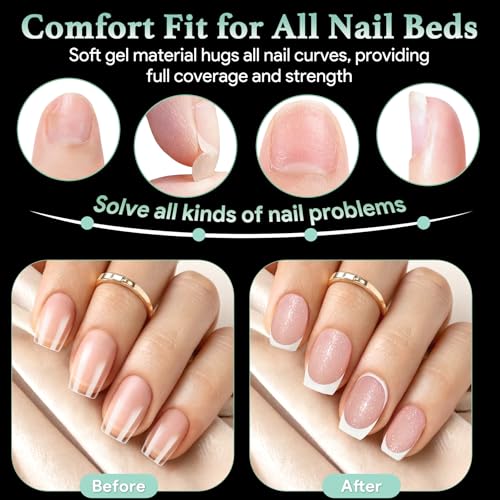 LEYKOSH Soft Gel Short Square Nail Tips - 330PCS, 15 Sizes