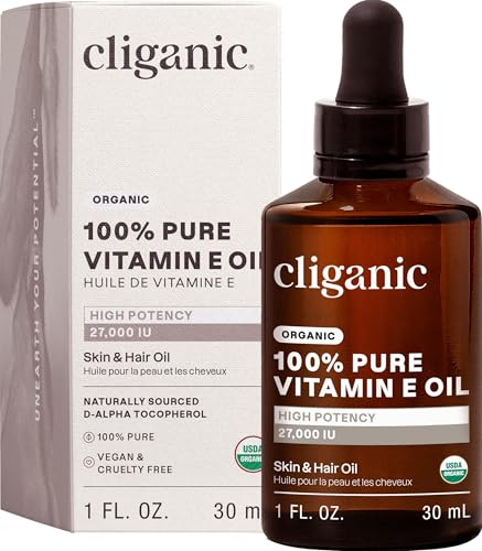 Cliganic Organic Vitamin E Oil 1 Fl Oz - Pure Natural Face & Skin Nourishing Serum