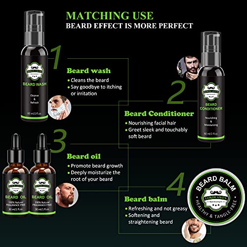 Men's 10-in-1 Beard Grooming Kit with Oil, Balm, Scissors & Storage Bag