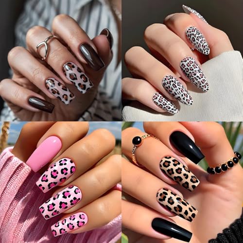 Leopard Print Nail Art Stickers - 6 Sheets 3D Self-Adhesive Designs