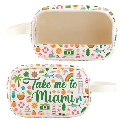 Miami Travel Cosmetic Bag - Waterproof Canvas Zipper Pouch Organizer