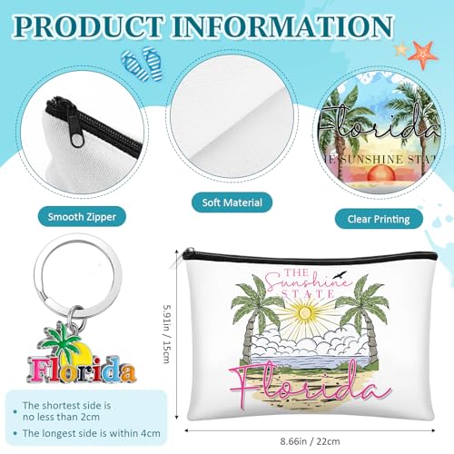 Florida Souvenirs Gift Set with Cosmetic Bags & Keychains - Landical 6 Pieces