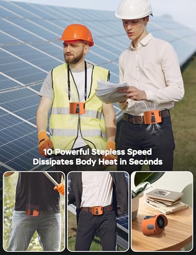 AddAcc Portable Waist Fan - 10000mAh Rechargeable, 10 Speed