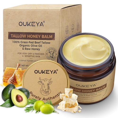 OUKEYA Enhanced Moisturising Beef Tallow Balm with Honey & Coconut Oil - 50g for Extreme Cold