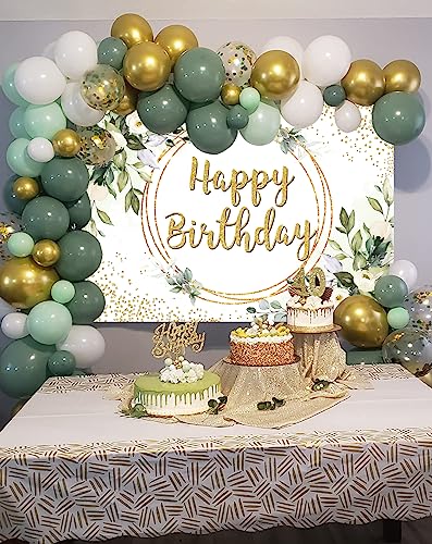Green Eucalyptus Leaves Birthday Backdrop | 7x5ft Photo Banner