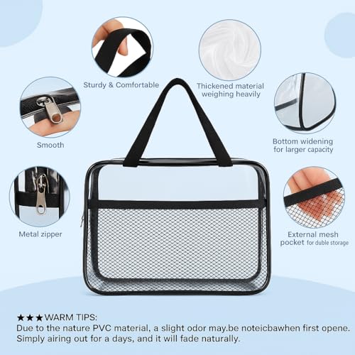 XEWEA 2PCS TSA Approved Clear Travel Toiletry Bags for Men & Women - Middle Size