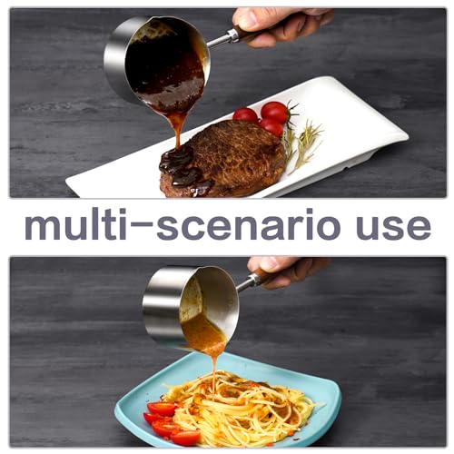 Stainless Steel Mini Pot - 8.5oz Butter & Milk Warmer with Dual Spouts