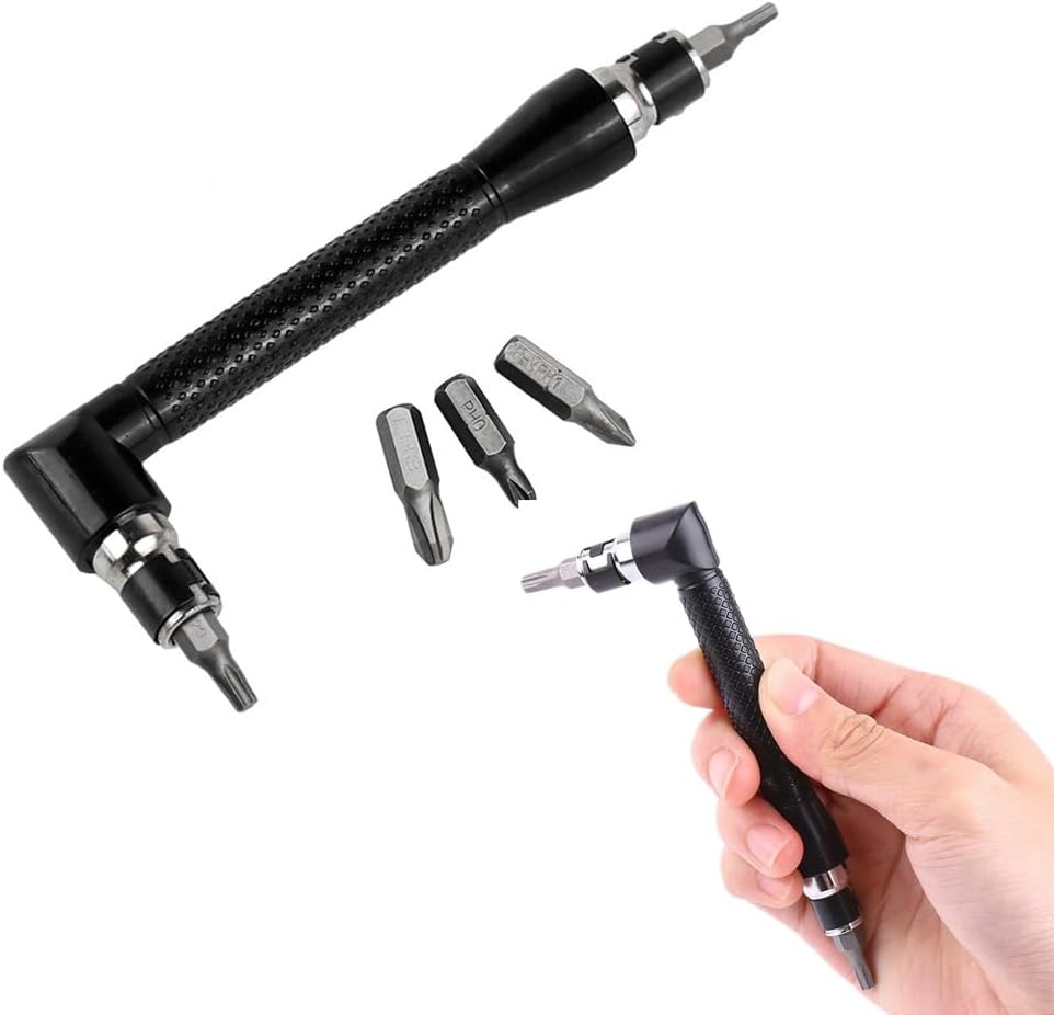 Stubby Drive Socket Wrench - 1/4 Inch Right Angle Screwdriver for Tight Spaces