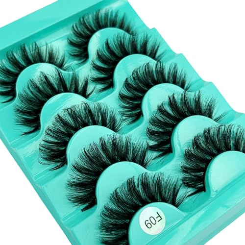 5 Pairs FOINEMYED Mink Strip Eyelashes - Volume D Curl Lashes