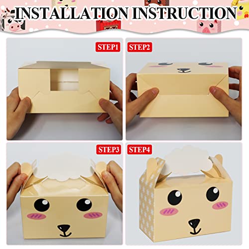 Farm Animal Party Favor Boxes - 12 Pack for Birthday & Baby Showers