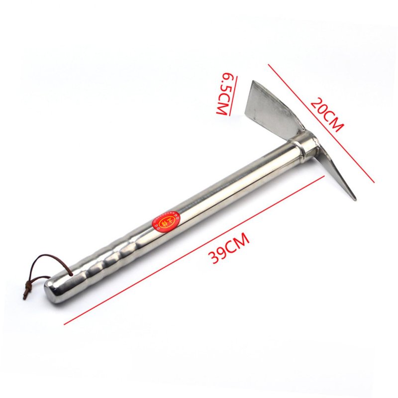 POPETPOP Stainless Steel Garden Hoe 15.35 Inch Lightweight Double Use Pickaxe and Hoe Tool for Yard Planting Weeding and Soil Turning