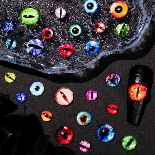 150Pcs Eye Nail Charms - 6mm & 10mm Glass Dragon & Animal Eye Beads for Nails & Crafts