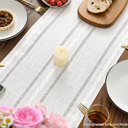 Rustic Cotton Linen Table Runner 13x72 for Dining Decor