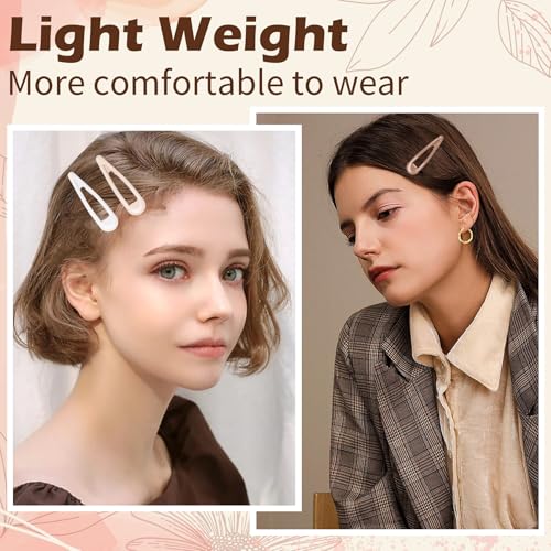 Gingbiss 50Pcs Metal Snap Hair Clips Set with Case – Non-Slip Barrettes